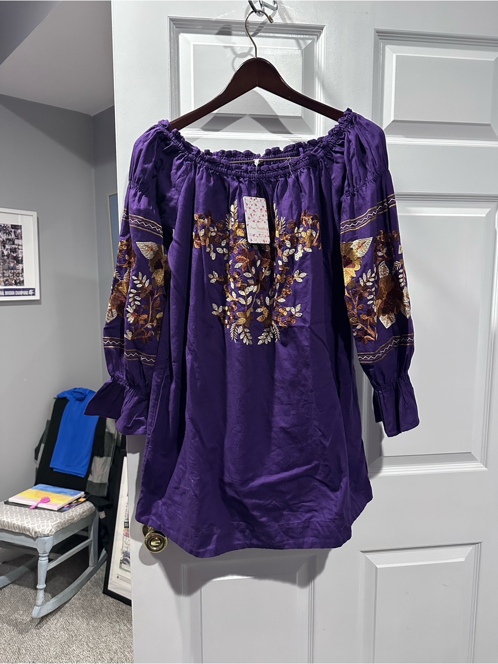 Boho Off-Shoulder Embroidered Purple Women’s dress